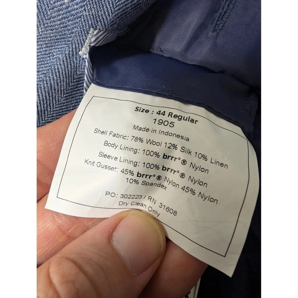 Jos. A. Bank Brrr Nylon Sport Coat Mens 44R Blue Wool Silk Linen Stretch‎ 1905
